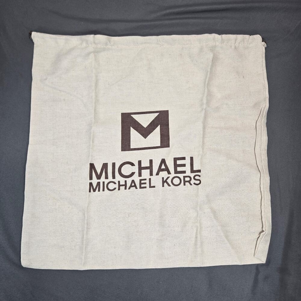 Michael Kors Drawstring Dust Bag Cream Cotton Canvas Brown Logo 18x18